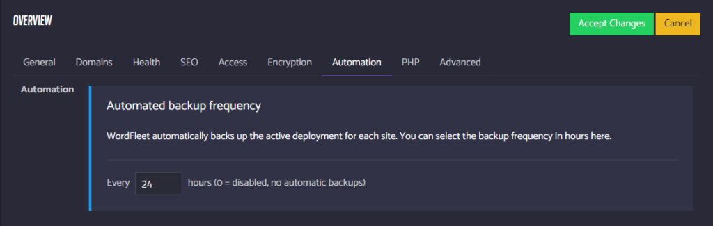 how to adjust the backup frequency for your site